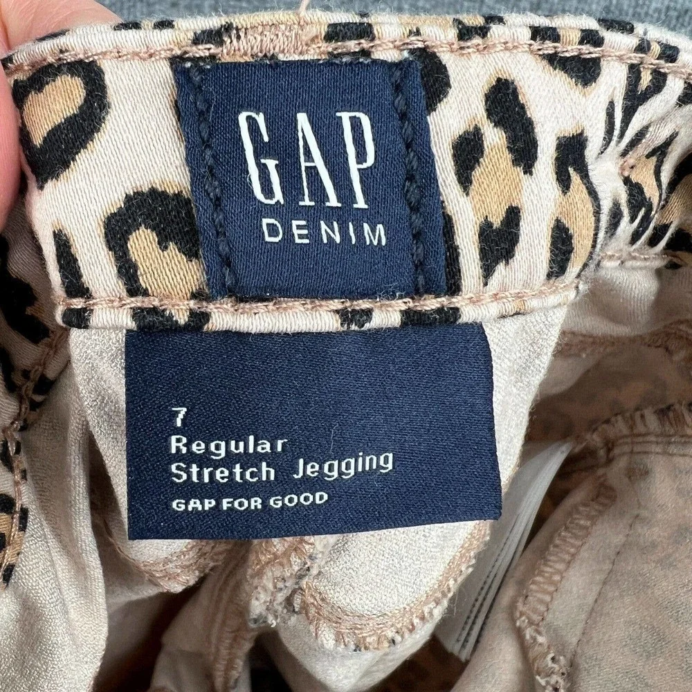 Gap Girls 7 Jeans Stretch Jeggings Leopard Print Skinny Adjustable Waist
